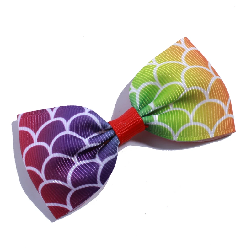 10PCS 7.2CM Fashion Grosgrain Hair Bows With Fish scale For Hair Accessories Ribbon Boutique For Girls Headbands Hair Clips image 5