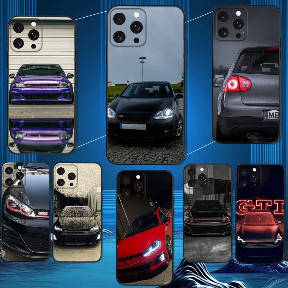 

Golf MK1 car V-VolkswagenES Phone Case For iPhone 16,15,14,13,12,11 Plus,Pro Max,XS,X,XR,SE,Mini,8,7,Soft Silicone Black Cover
