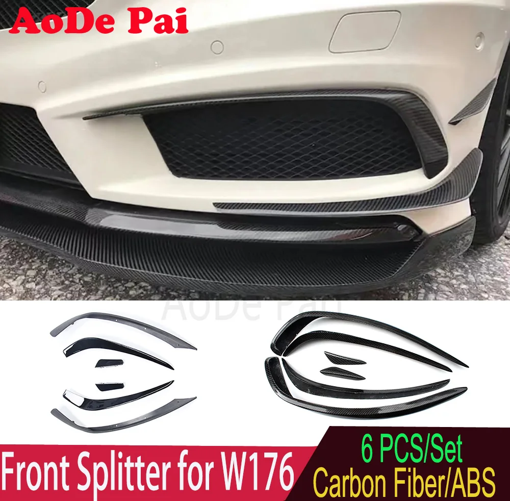 

Front Bumper Lip Splitter Air Canards Flap for Mercedes A Class W176 Sport Edition 2013-2015 A160 A180 A200 A220 Carbon Fiber