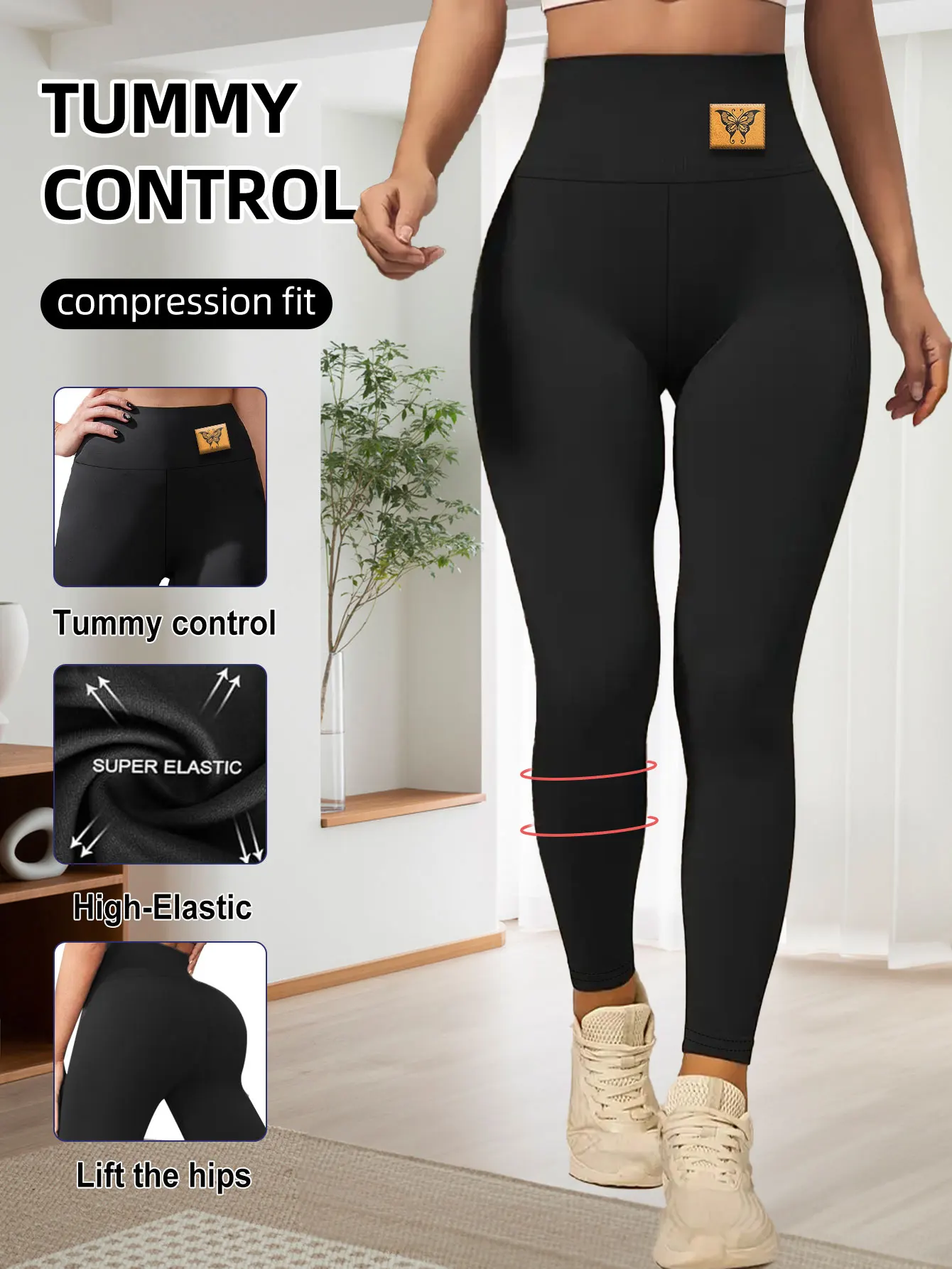 Women's Solid Color High-Waisted Yoga Pants, Thin and Stretchy for Spring, Summer, and Autumn, Comfortable and Form-Fitting, Suitable for Outdoor Activities, Gym Workouts, and Sports. Nine-Point Length Pants with Elast