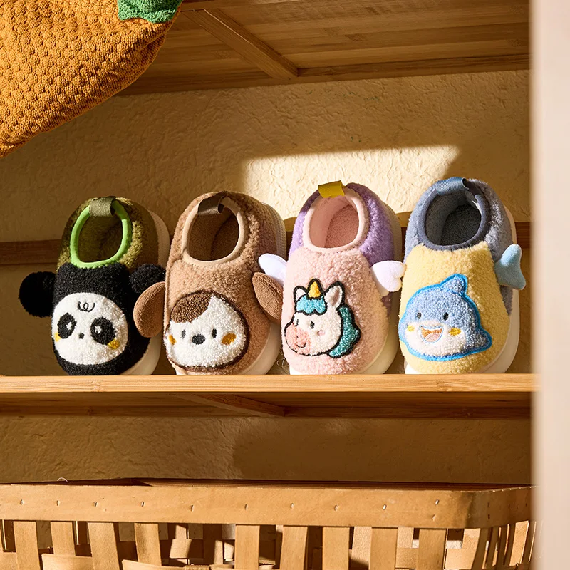 Vrolijke Mario Winter Katoenen kinderpantoffels Binnen en buiten Leuke cartoon katoenen schoenen