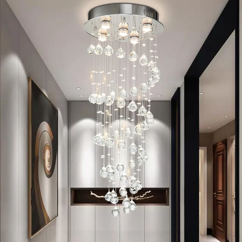 Crystal Ball Pendant Spiral Ceiling Chandeliers 2024 Modern Home LED Lighting Fixture Luxury Hanging Lamp for Dining Room Lustre