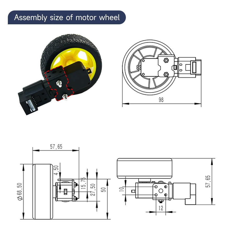 TT DC 3V-6V Untersetzungsgetriebemotor mit Encoder, einzelner Doppelwelle, 1:45 Getriebemotor für DIY Smart Robot Car – Detail 26