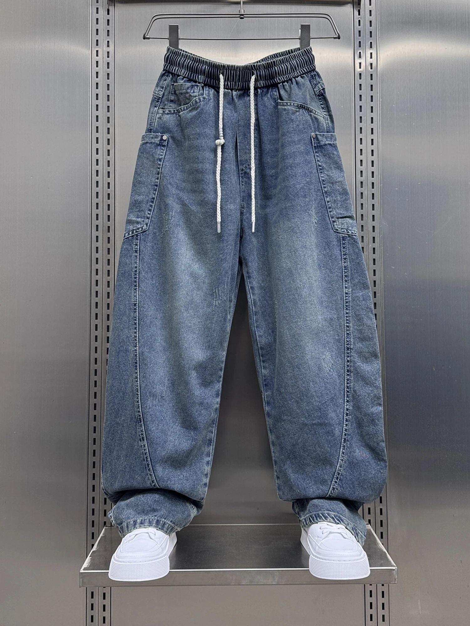 

American Sle High Street Loose Casual Men's Jeans Retro Straight Tube Knife Pants Faionable Autumn Leisure Trousers