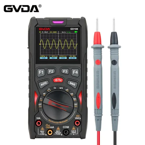 GVDA 디지털 오실로스코프 50MS/s 샘플링 속도 12MHz 아날로그 대역폭 멀티미터 테스터 신호 발생기(파형 저장 포함)