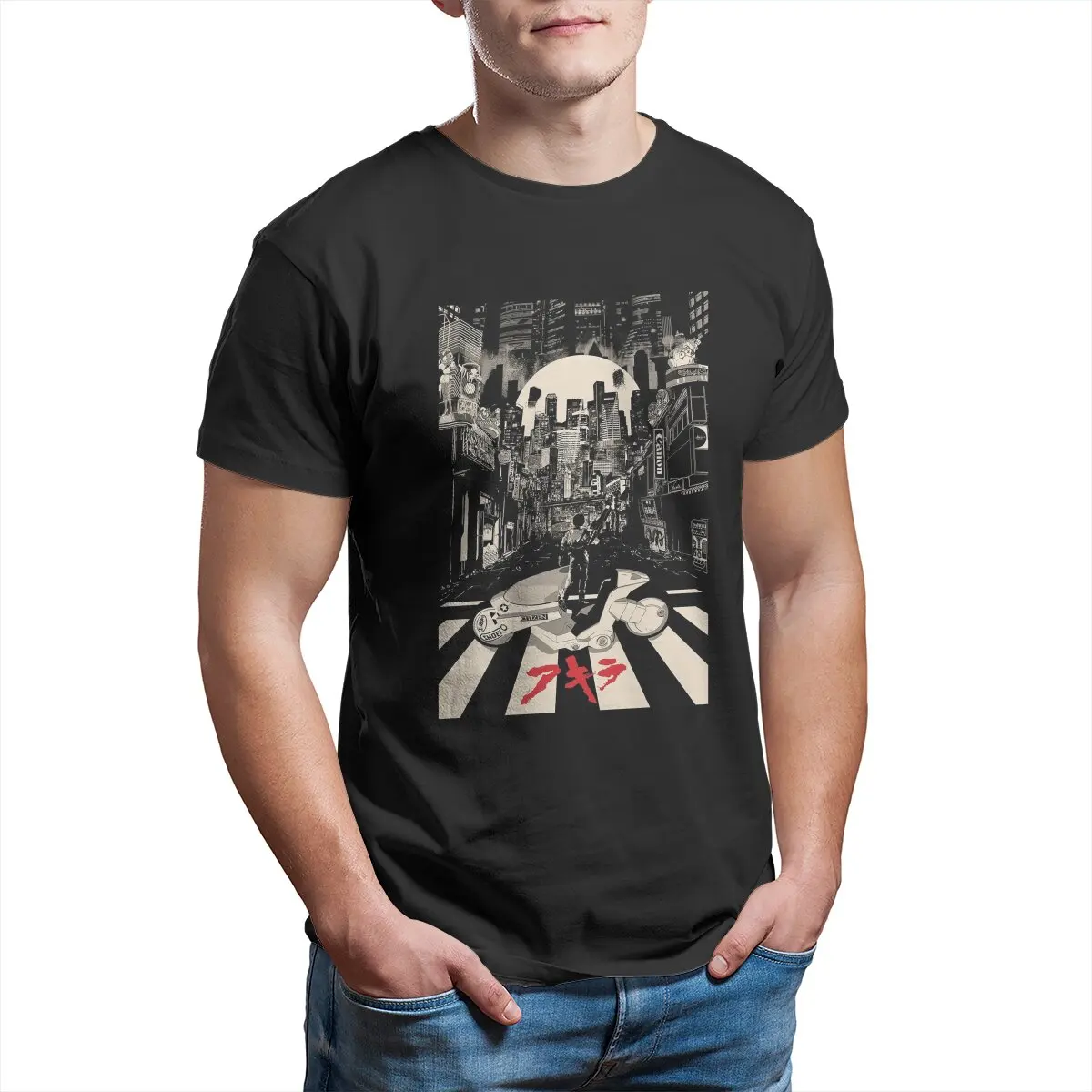 Akira Anime Katsuhiro otomo Kaneda cyberpunk T Shirt for Men 100%  Cotton Vintage T-Shirts   Tees  Clothing Gift Idea