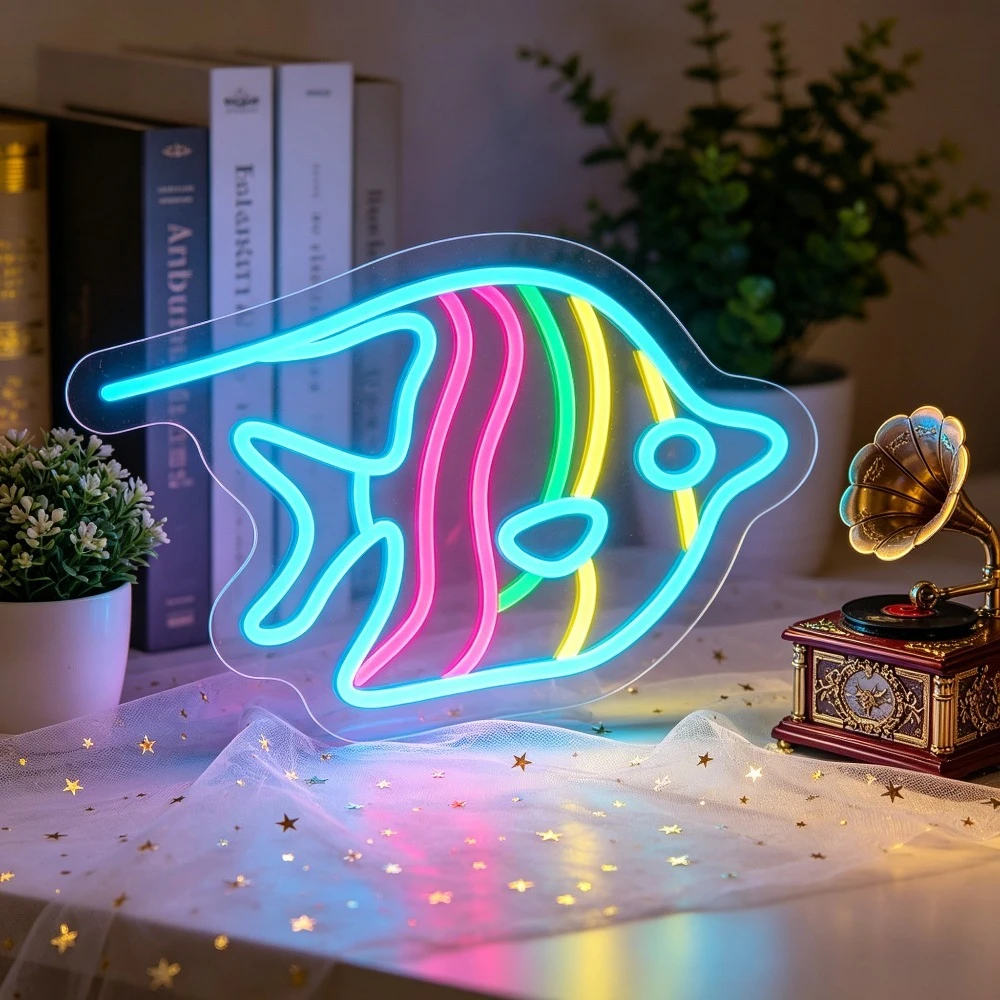 Aquarium Fish Rainbow - Rainbow Tropical Fish Neon Sign LED