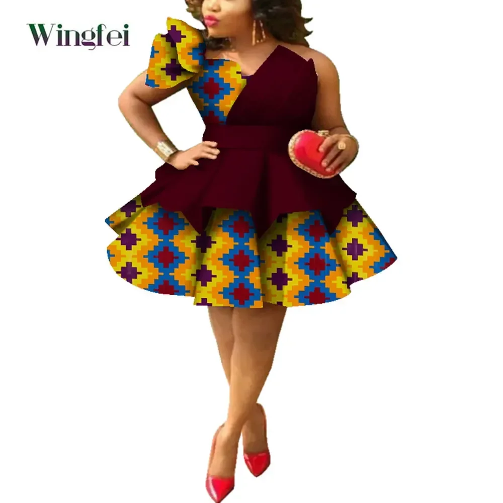 Vestidos africanos para mulheres ancara impressão sem alças vestidos multicamadas dashiki festa de casamento vestido de noite roupas africanas wy4213