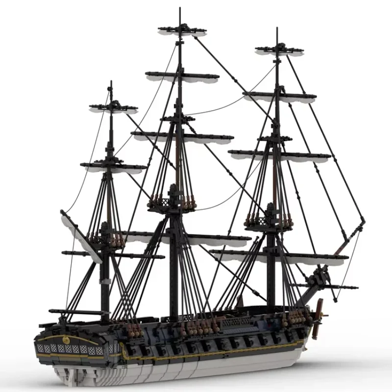 Zestaw klocków MOC frigata francuskiej Marine Nationale, model okrętu wojennego, pełny zestaw klocków do budowy okrętu, zabawka francuska.