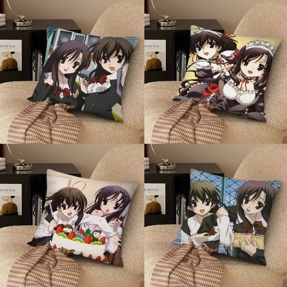 Anime S-School Days Katsura Kotonoha Pillow Case Fashion Square Pillowcase Bedroom Sofa Room Ins Decoration Leisure