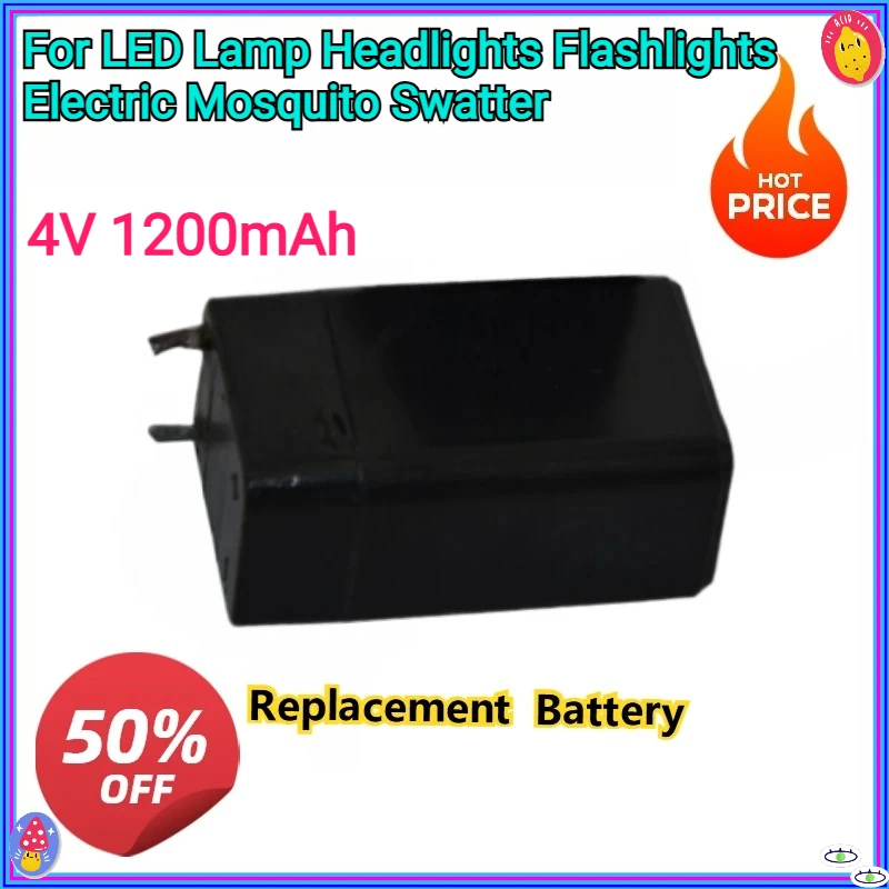 

For LED Lamp Headlights Flashlights Electric Mosquito Swatter 4V 1200mAh Lead Acid Battery Rechargeable Storage batteries