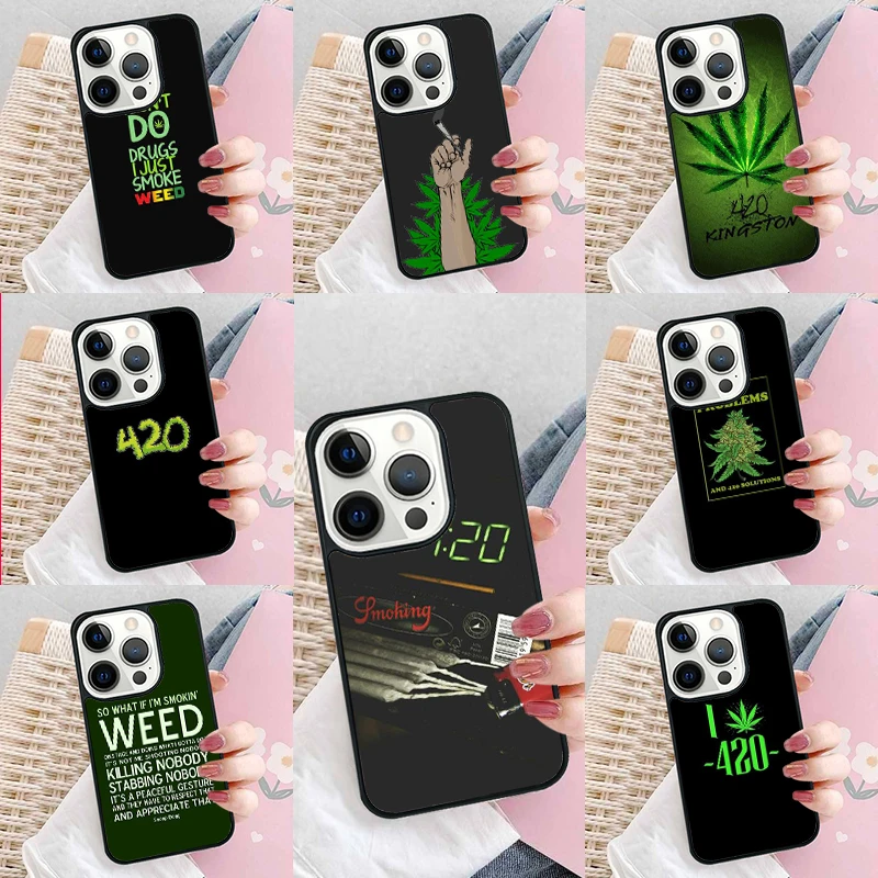 Weed Smoking 420 Phone Case Cover for iPhone 16 Promax 15 Pro 13 14 Plus 11 12 Mini XR XS MAX Coque