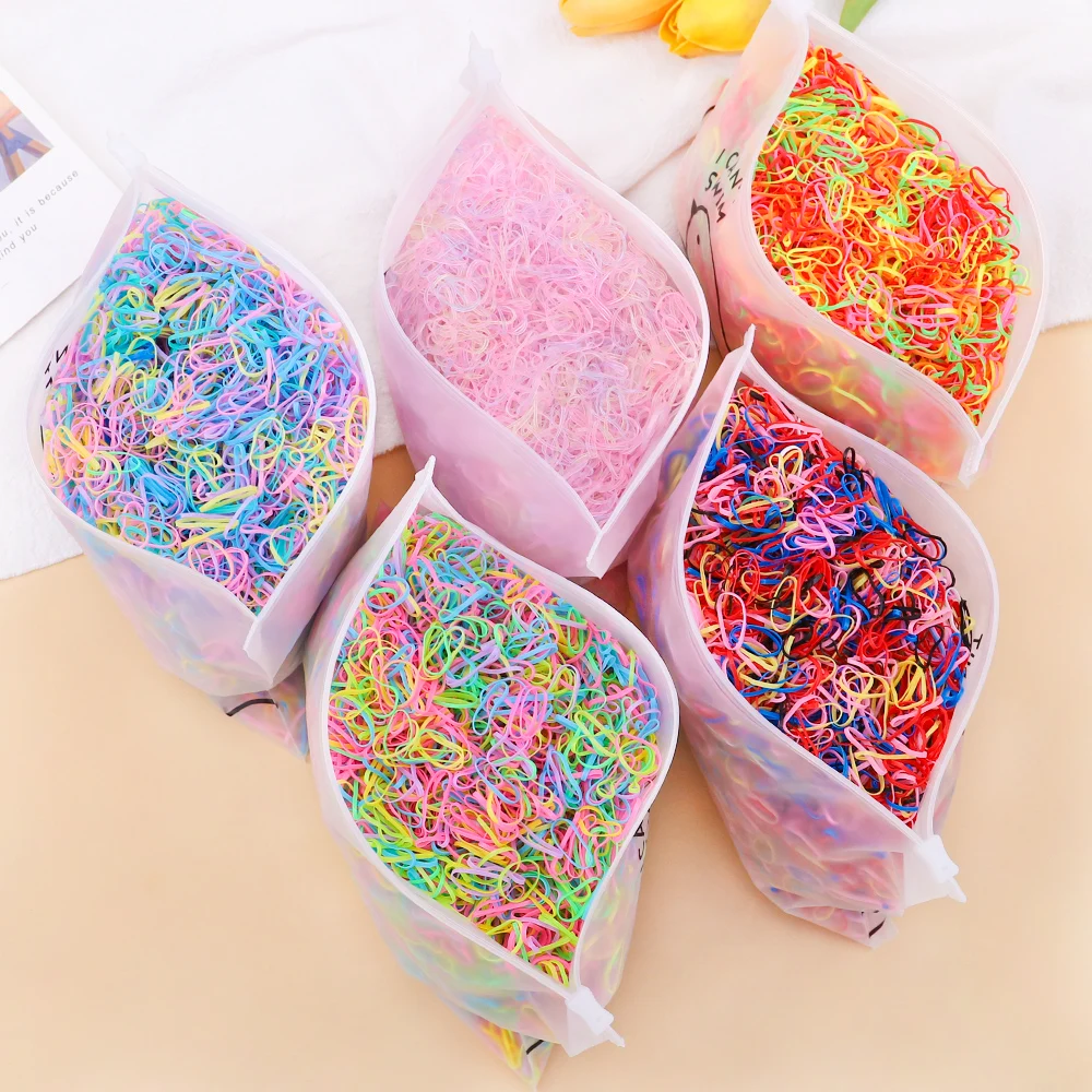 500pcs Girls Colourful Disposable Rubber Band Hair Ties Headband Children Ponytail Holder