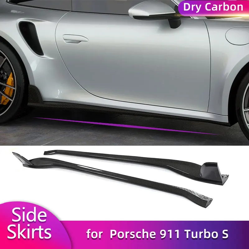 

Prepreg Dry Carbon Side Skirts Extensions for Porsche 911 Turbo S Coupe Convertible 2D 2019-2023 Car Side Apron Lip Body Kits