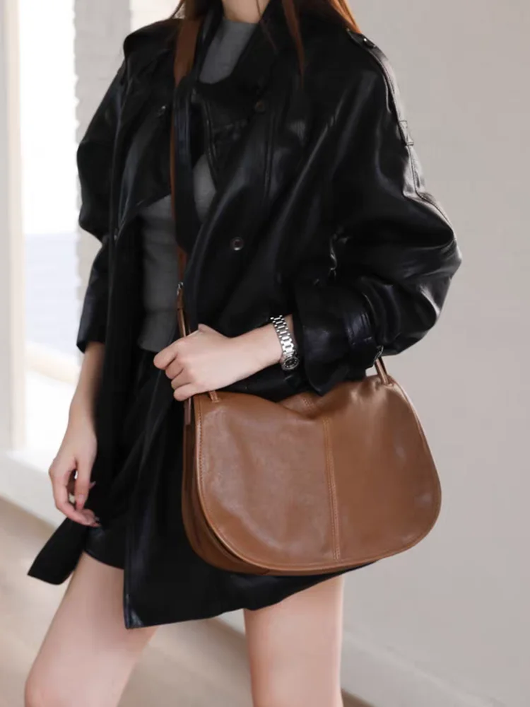 Fashion Simple Genuine Leather Women Tote Bag\Handbag Real Leather Underarm Shoulder Crossbody Commuter Bag New