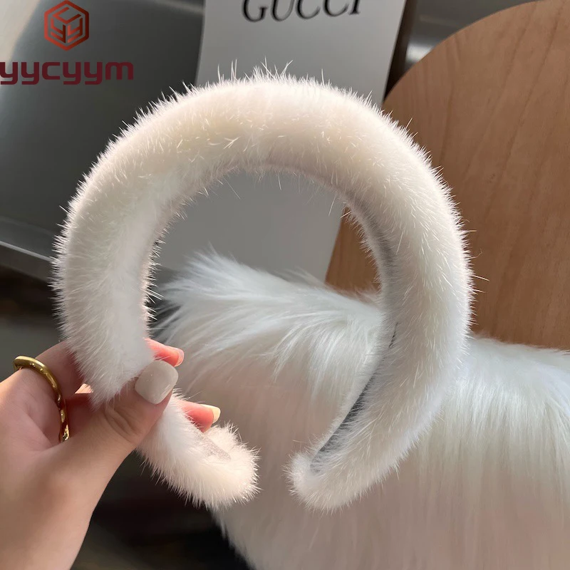 

2025 Hot Sale Women Luxury Winter 100% Real Mink Fur Headbands High Quality Real Fur Hair Band Lady Fashion Hair Hoop Furry Gift