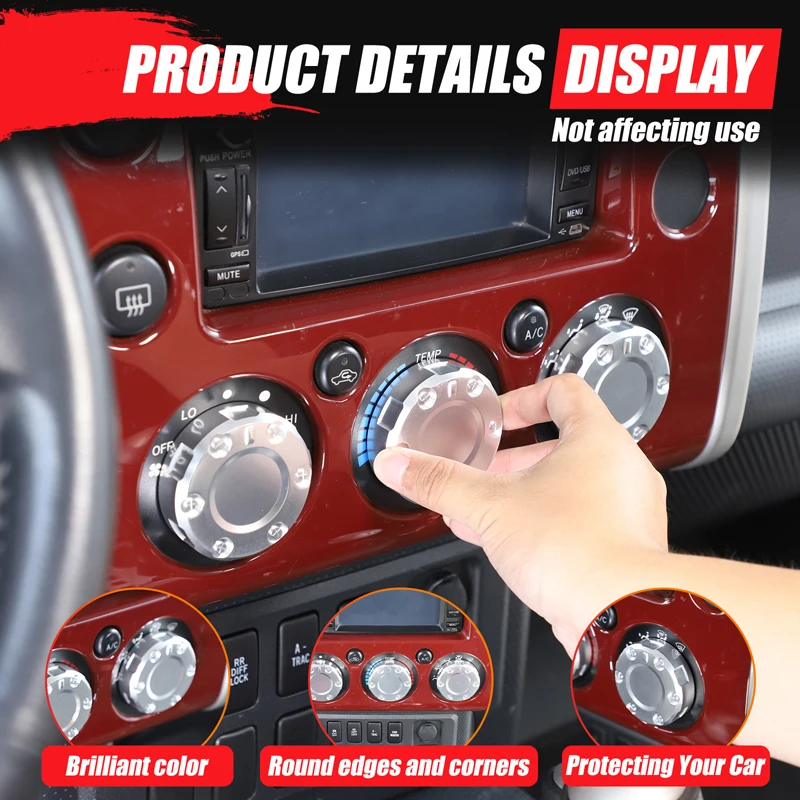 For Toyota FJ Road Cruiser 2007-2021 air conditioner knob cover, air outlet decoration accessories, aluminum alloy (mecha wind)