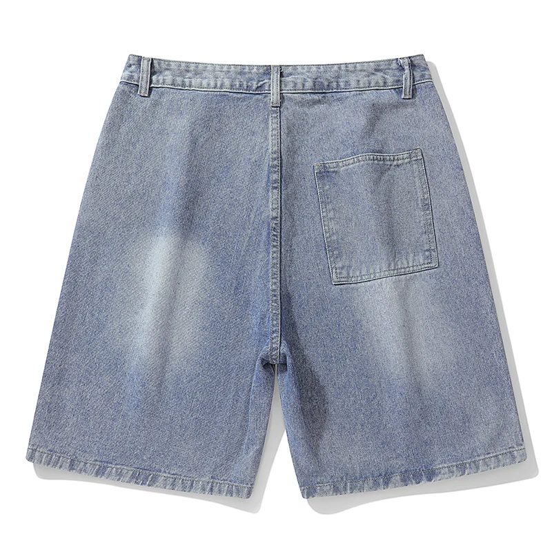 الرجال عالية الخصر الأمريكية الرجعية غسلها واسعة الساق الجينز الأولاد الشارع دو النجمة القديمة فضفاض الدنيم السراويل الذكور الأزرق طول الركبة السراويل #1
