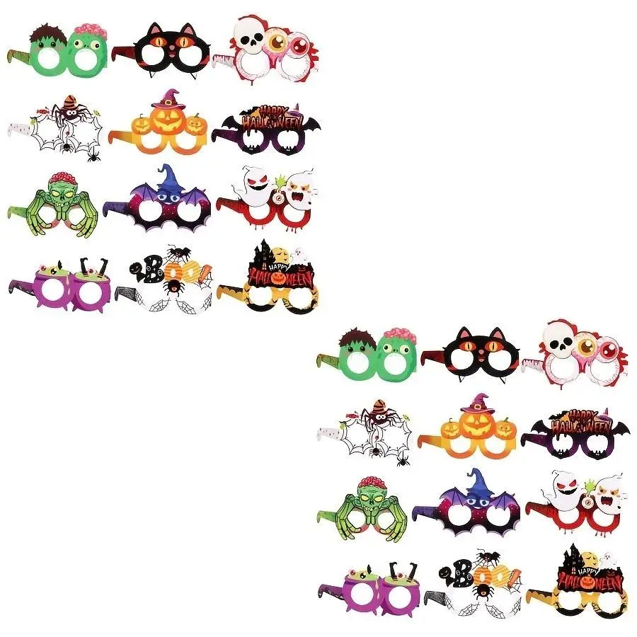 1/5/10/20/50/100pcs for Halloween Paper Party Glasses Photo Booth Props, Spooky Novelty Photo Booth Props, Pumpkin Ghost Spider