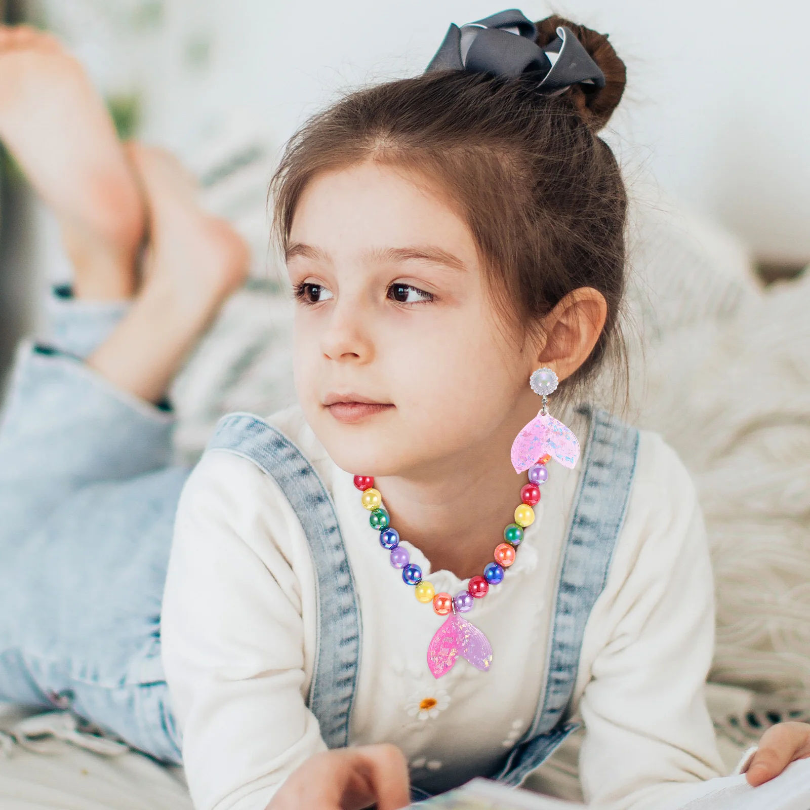 

Shell Necklace Bracelet Set Girl Mermaid Cosplay Prop Accessory Ring Creative Kids Jewelries Baby Jewelry Costume Party