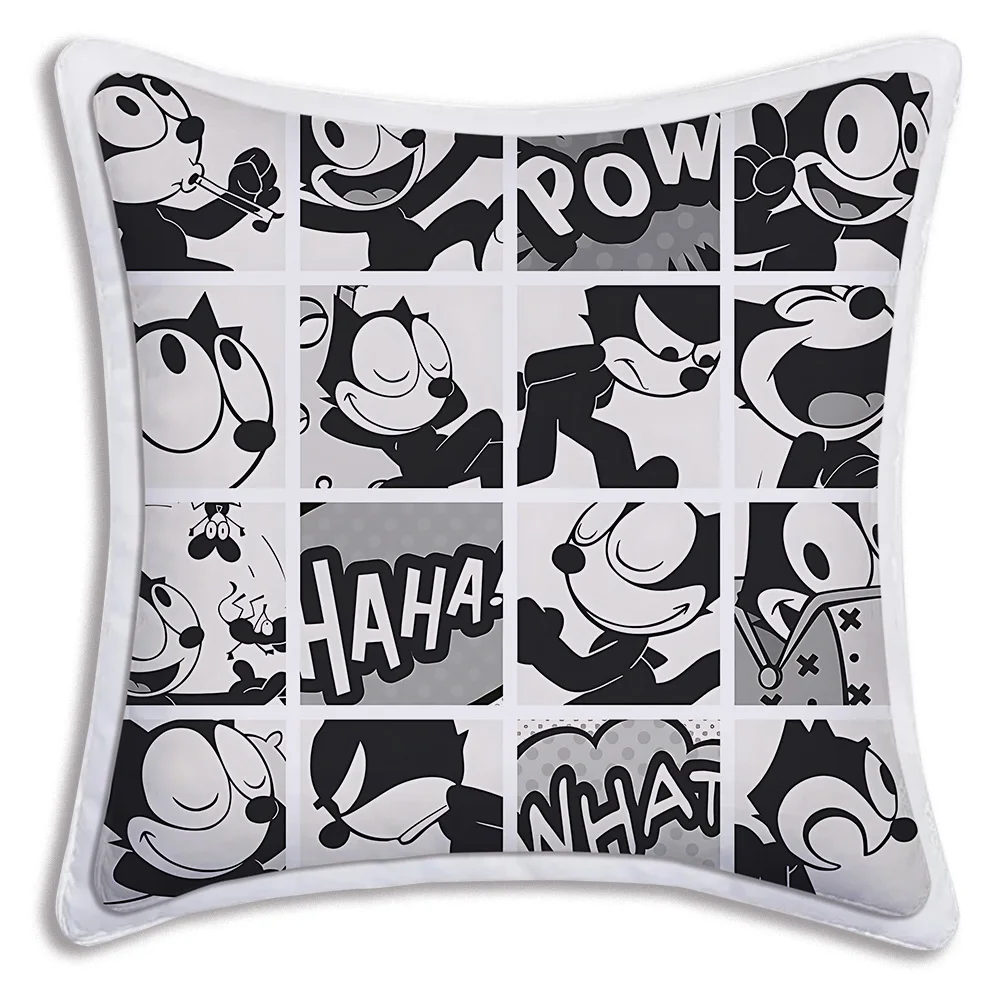 F-Felix The Cat Exquisite Pillow Covers Cartoon Sofa Decorative Home Double-sided Printing Short Plush Cute Cushion Cover