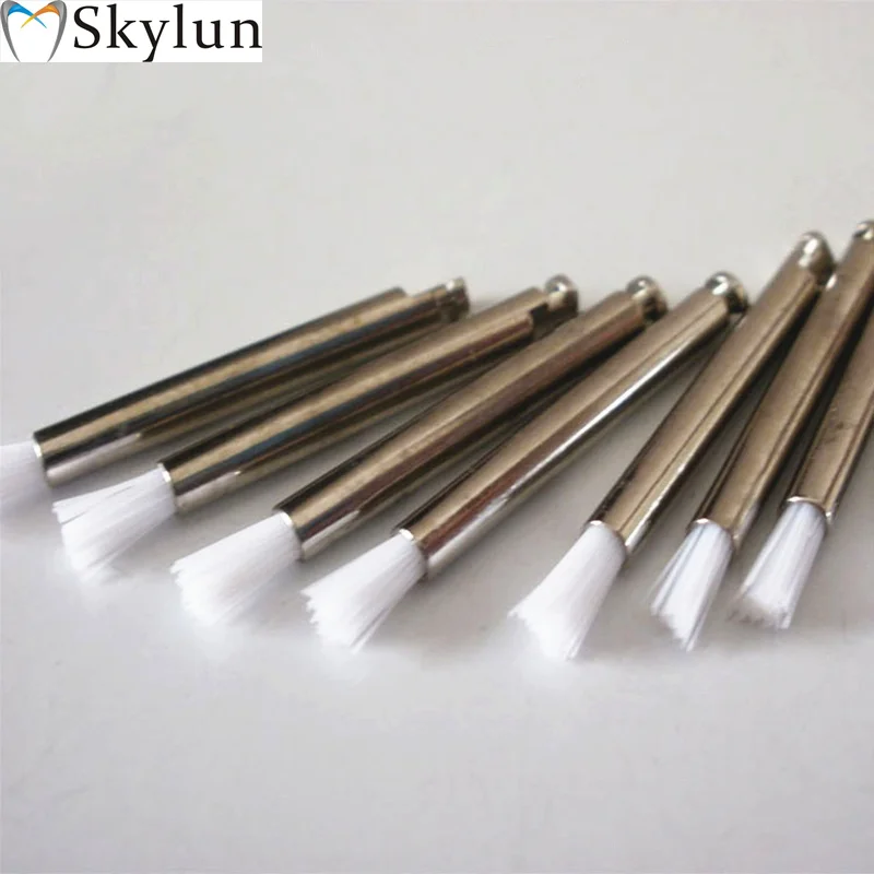 1000PCS Dental polishing brush Latch style stick shape flat Prophylaxis brush polishing White nylon brush Dentist Prophy PB300