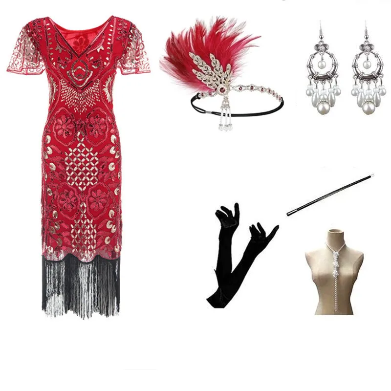 Retro 1920s Gatsby Fringe Dress New High-End Sequin Performance Costume Women's Fashion Spring Collection Stage Performance D...
