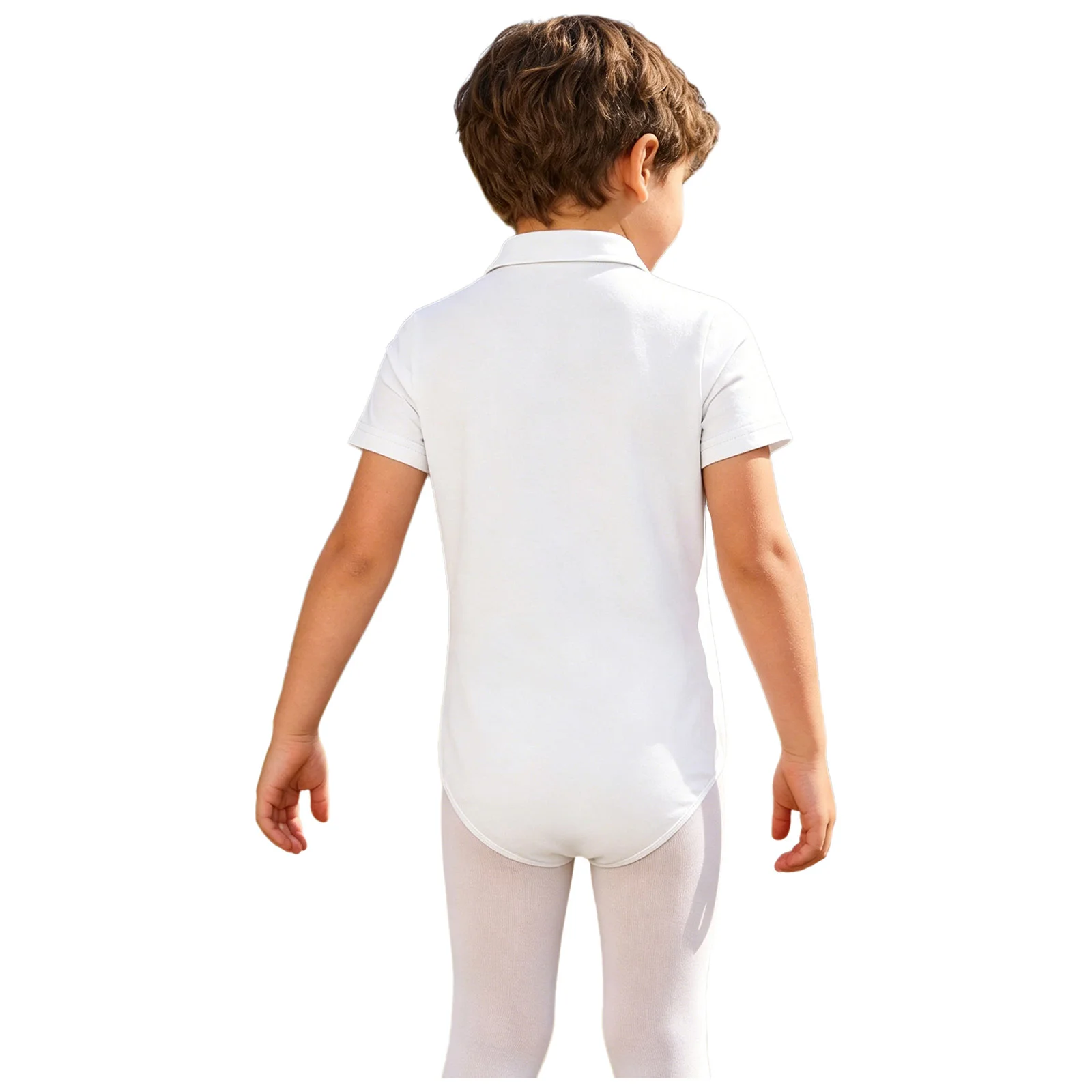 Kids Adaptive Clothing Lapel Short Sleeve Buttons Diaper Cover Shirt Rompers Special Needs Bodysuit for Daily Wear Outing Sleep