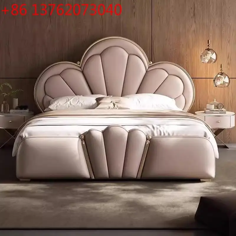 

Headboard Frame Double Bed Shelves Decoration King Size 180x200 Double Bed Lit Luxury Wooden Cama De Casal Furniture For Bedroom