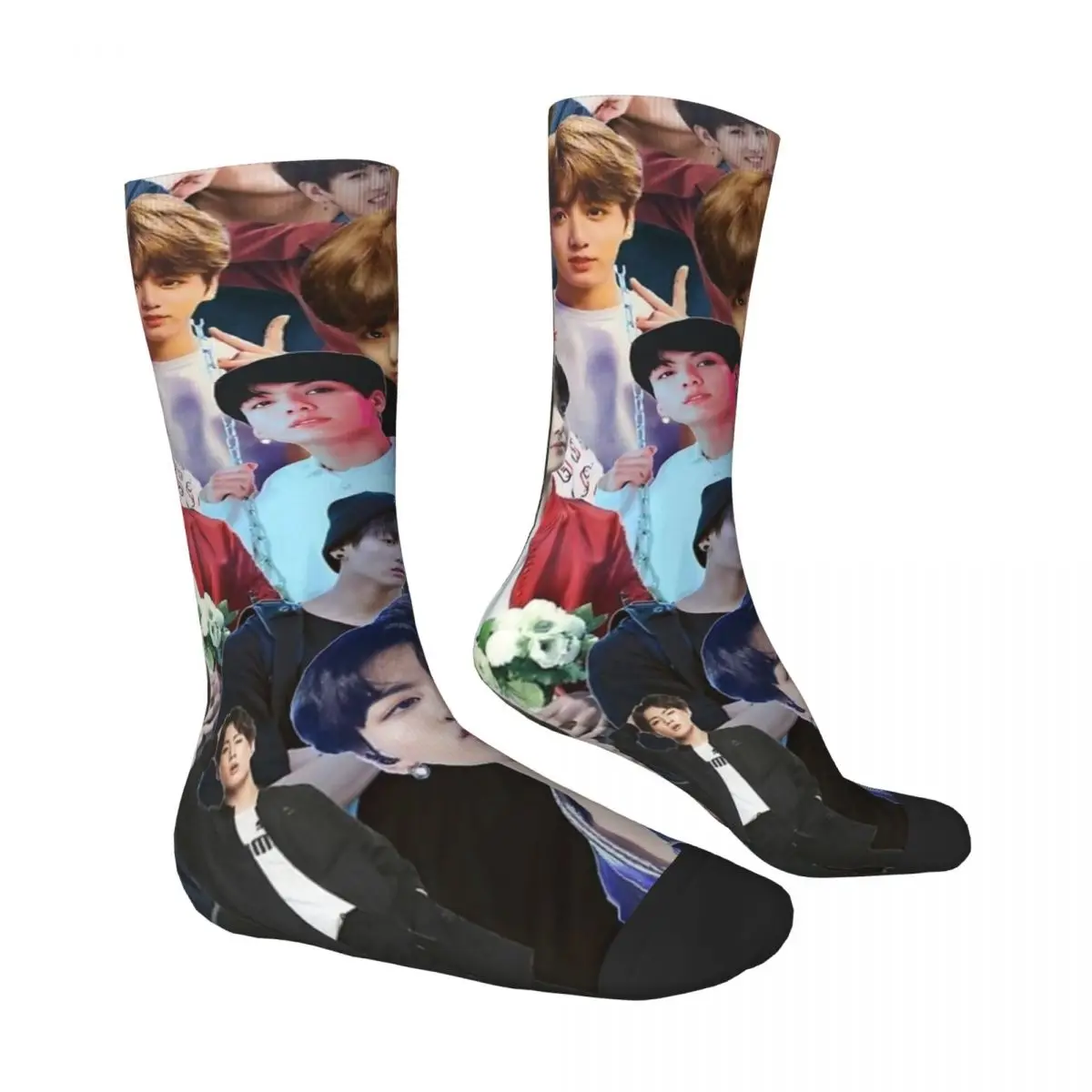 Jungkooks Collage Socks Retro Stockings Women Men Medium Soft Climbing Socks Autumn Graphic Non Slip Socks