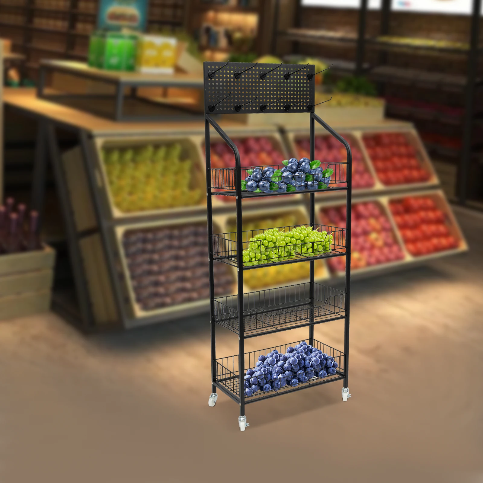 

4-Tier Large Stackable Detachable Snack Organizer, Retail Display Rack Stand, Countertop Display,Free-Standing Metal Snack Candy