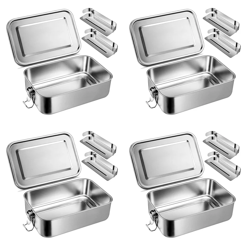 ABZV-4X 47 унций Bento Box, ланч-бокс из нержавеющей стали для подростков, металлический бенто-бокс с 8 гибкими отделениями, ланч-бокс на 1400 мл