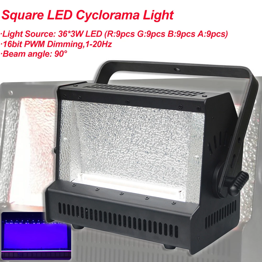 

Profession Square LED 36x3W RGBA LED Cyclorama Light Music Rhythm Wash Wall Light DMX DJ Disco Party Theater Decora Stage Lights