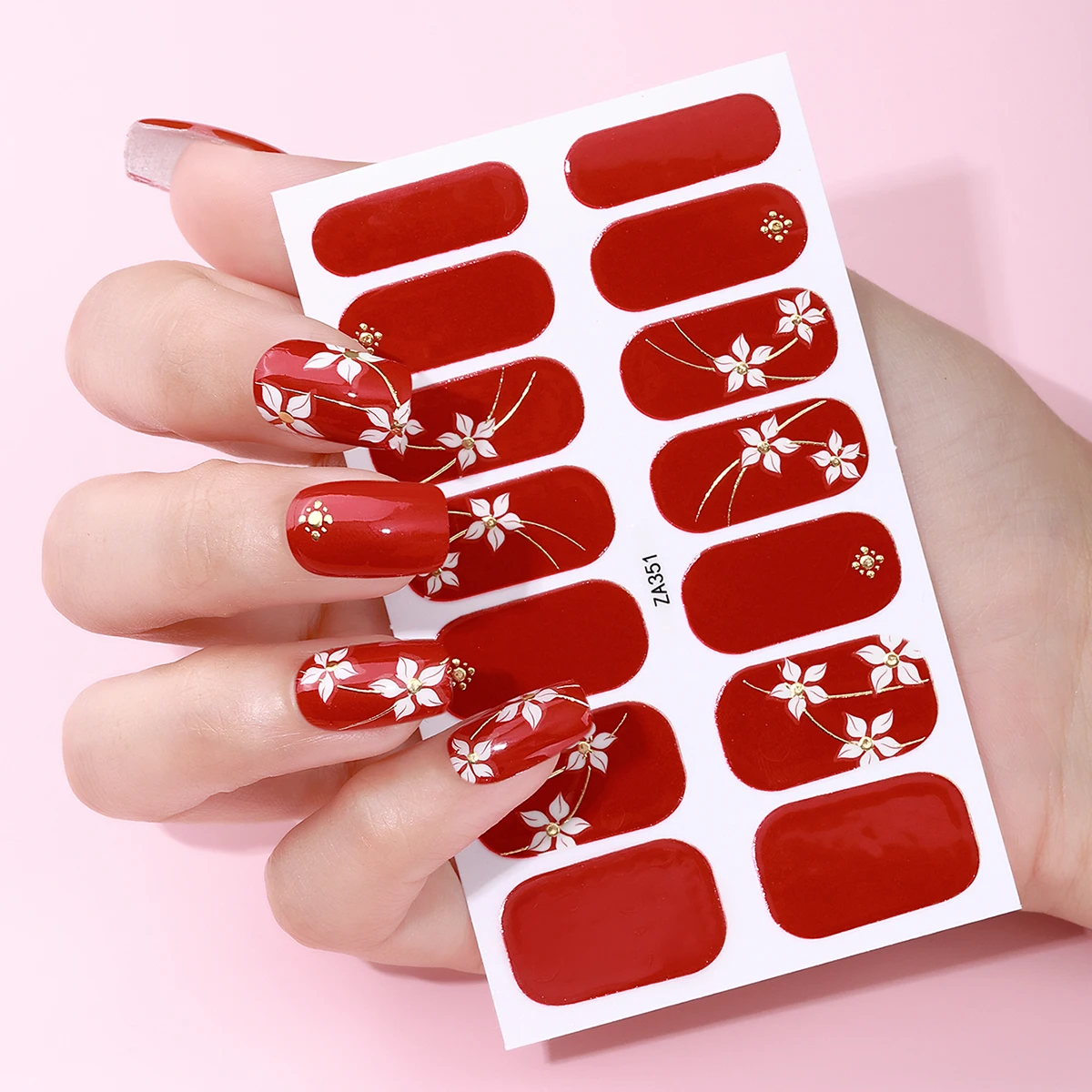 14Tips DIY Baking-Free Nail Stickers Spring Summer Flowers Self-Adhesive Nail Strips Full Cover Nail Decoration Decal