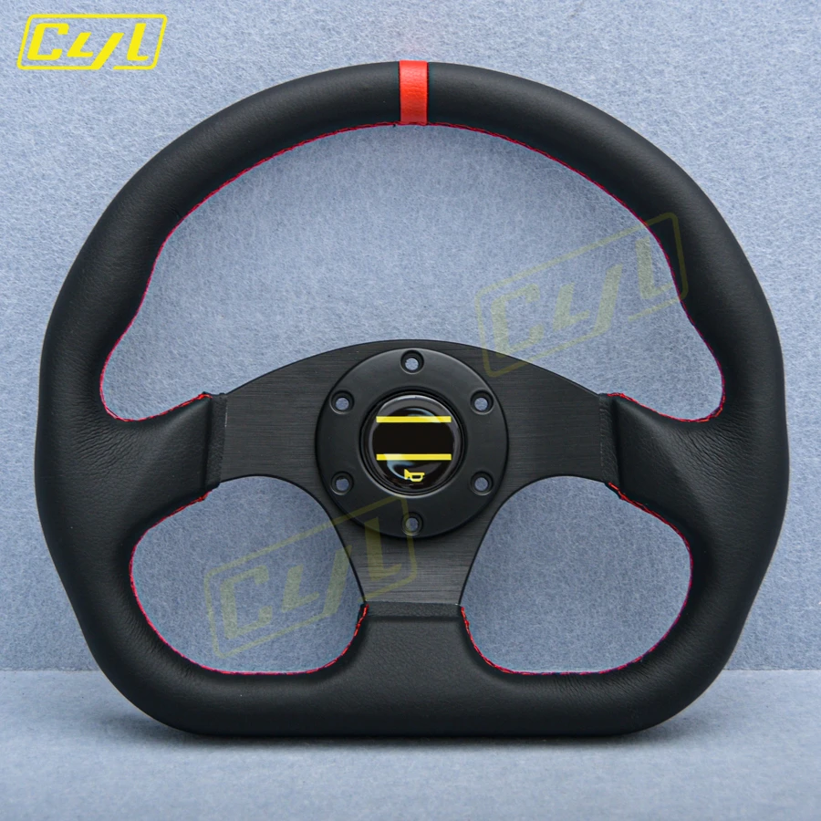 13inch 320mm D Shape Leather Steering Wheel JDM Universal Racing Sports Steering Wheel