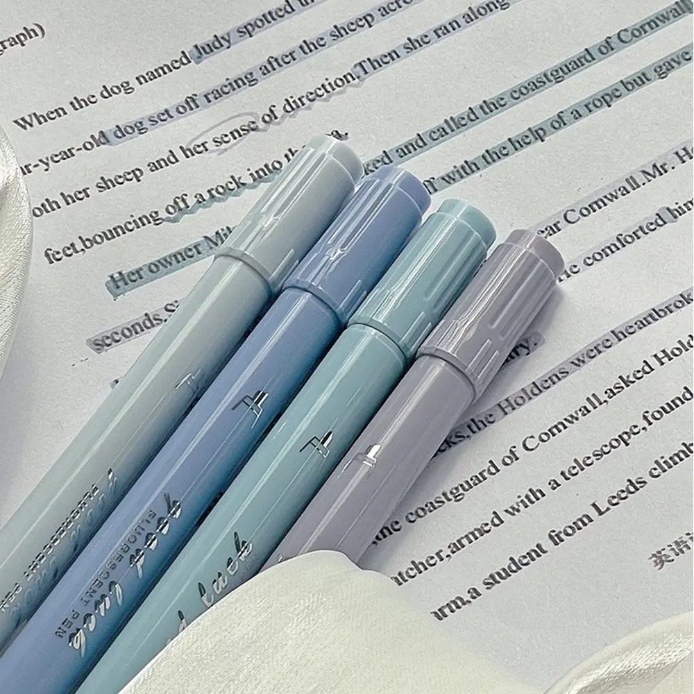 4 Stück/Set Doppelspitzen-Textmarker Farbverlauf Pastell Keilspitze & Feine Spitze Markierstifte Journaling-Marker Schul- und Bürobedarf