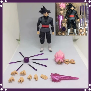 Figura de acción de Dragon Ball Black Goku Zamasu, 14cm, versión de película Super Saiyan, modelo Dbz con múltiples accesorios, juguetes, regalos