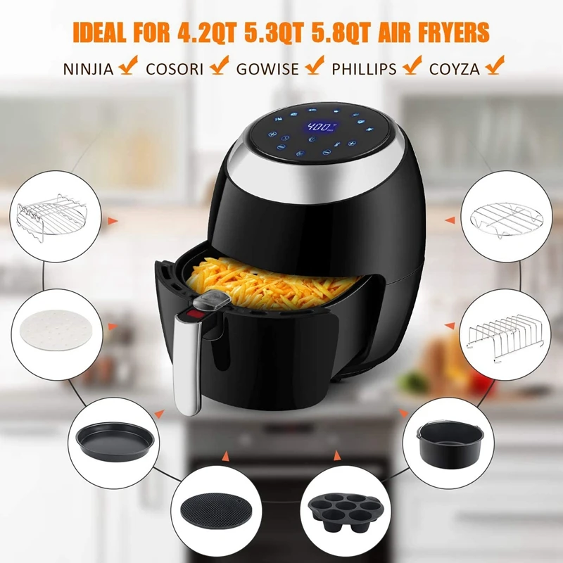 Air Fryer Accessories XL, 8 Inch For Gowise USA Phillips Ninjia Cosori Cozyna 4.2QT-5.8Qtair Fryer Universal Accessories