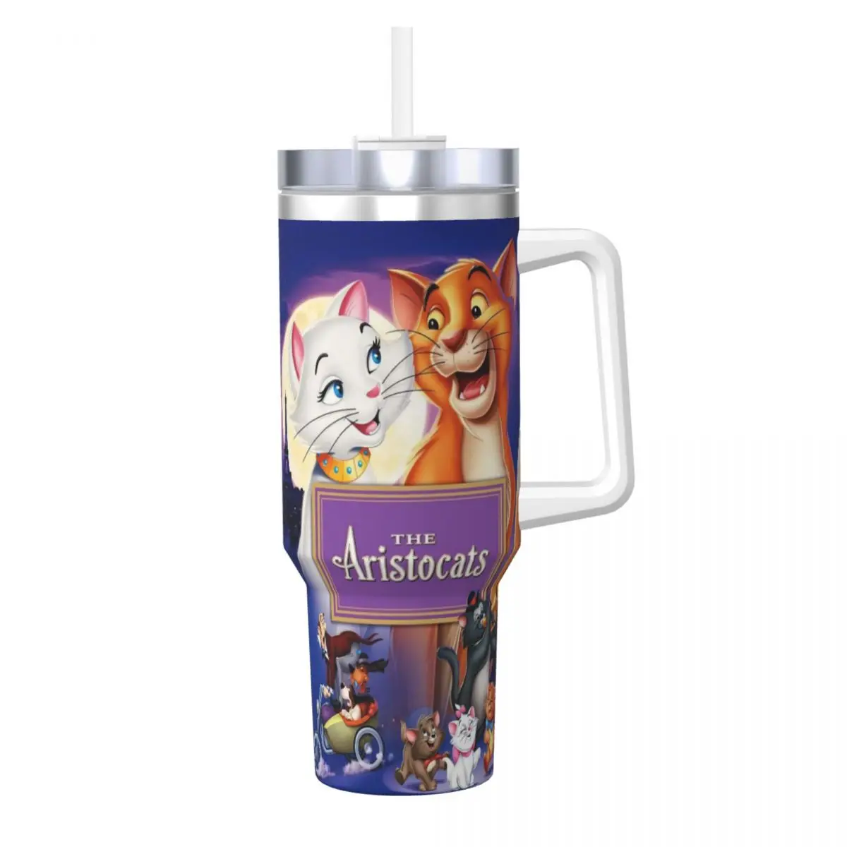 

Пляжные термочашки из нержавеющей стали The Aristocats с соломинкой и крышкой, большие кружки, чашка, бутылка для холодной и горячей воды