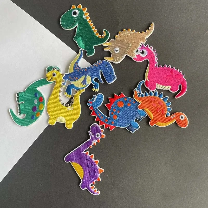 Cartoon Anime Animals Sewing Clothes Patches,Cute Fabric Dinosaur Applique Embroidery Self Adhesive Stickers For Clothing kids