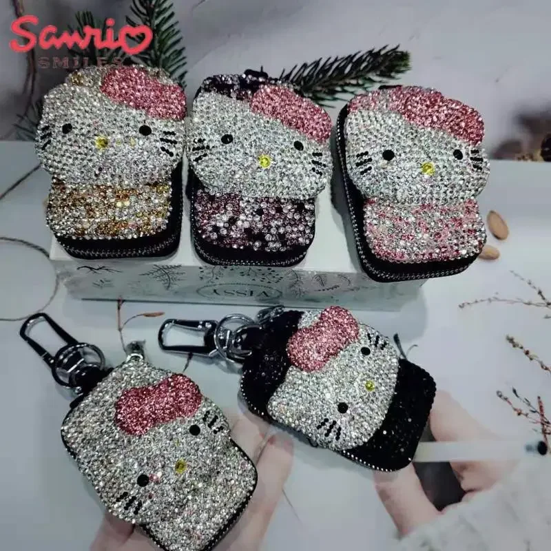 

Kawaii Sanrio Y2K Hello Kitty аниме алмазный чехол для ключей от машины Hottie блестящий брелок портативный мультфильм милая девушка украшение подарок