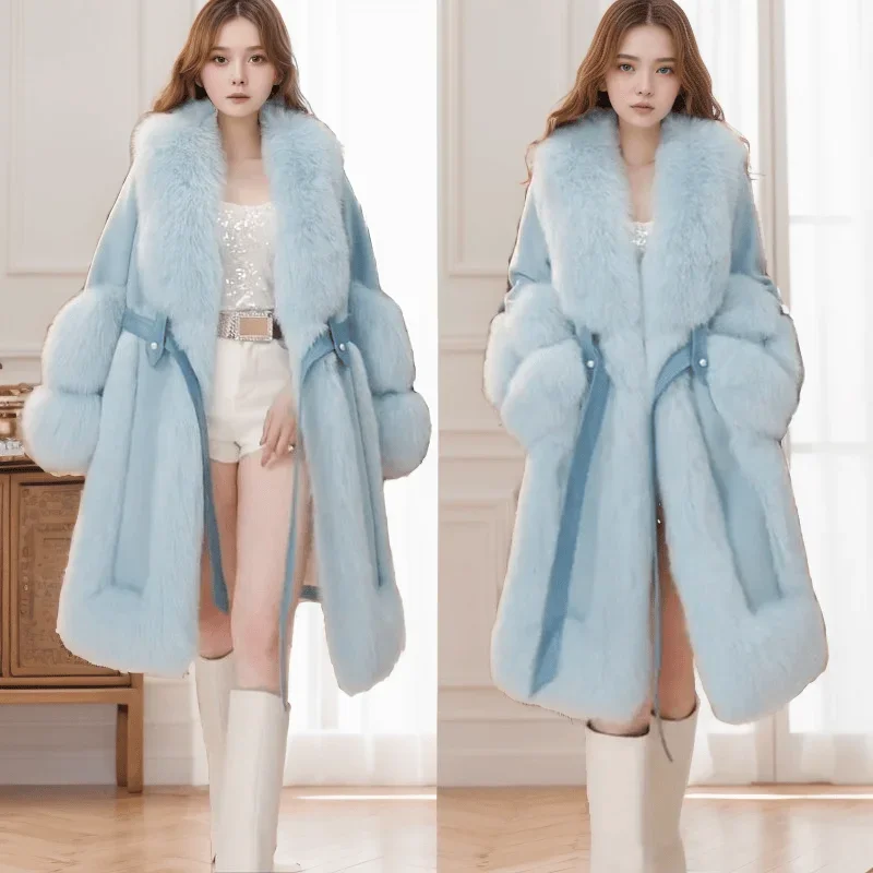 Temperament Celebrity Winter Thickened Warm Cotton Clothes Fashionable Luxury Versatile Extravagant Faux Fur Jacket Women