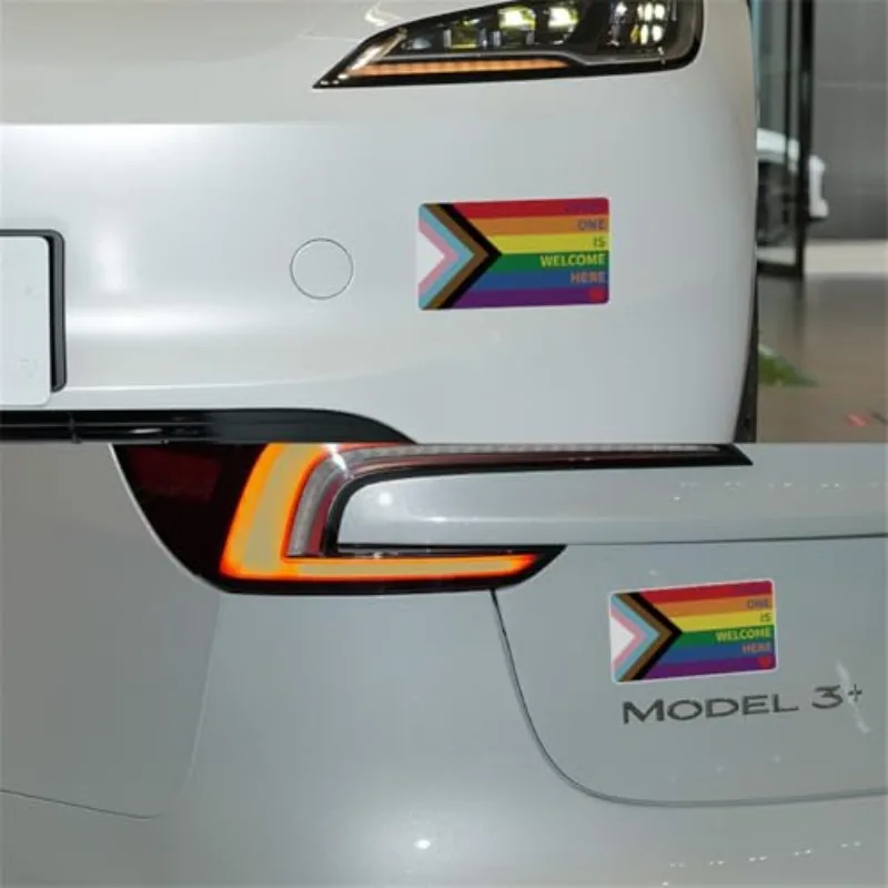 1PC/2PCS Unique "ONE IS WELCOME HERE" Rainbow Sticker, Durable Vinyl for Car Windows and Bumpers, Promoting Openness