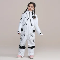 Macacão One Piece impermeável infantil, snowsuit, Roupa com capuz, À prova de vento, Quente, Montanha, Snowboard, Menino, Menina, 2022