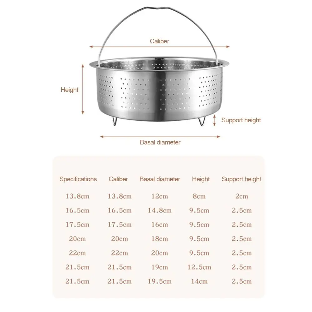 Pentola a pressione per riso da cucina a vapore per alimenti in acciaio inossidabile cestello di scarico a griglia per cottura a vapore con manico in Silicone accessori per la cottura