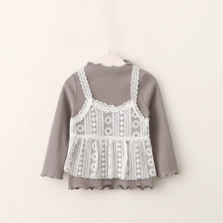 

Autumn new Girl t-shirt 2-8 years Long-Sleeved Lace Bottoming Shirt Children's Clothing Wholesale