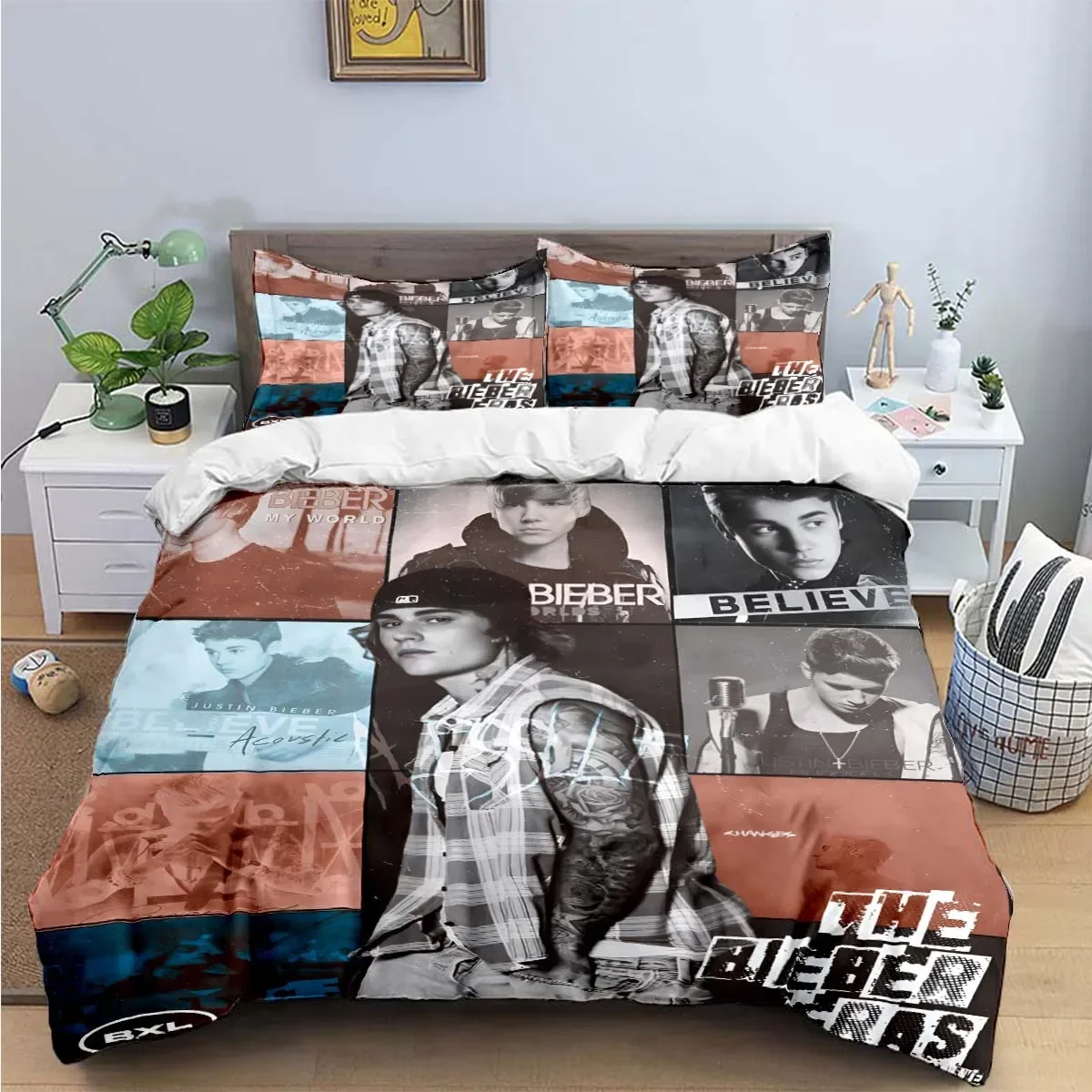 Custom Pop  Singer J-Justin Bieber  Printing Bedding Set Duvet Cover Comforter Bed  Youth Kids Girl Boys Birthday