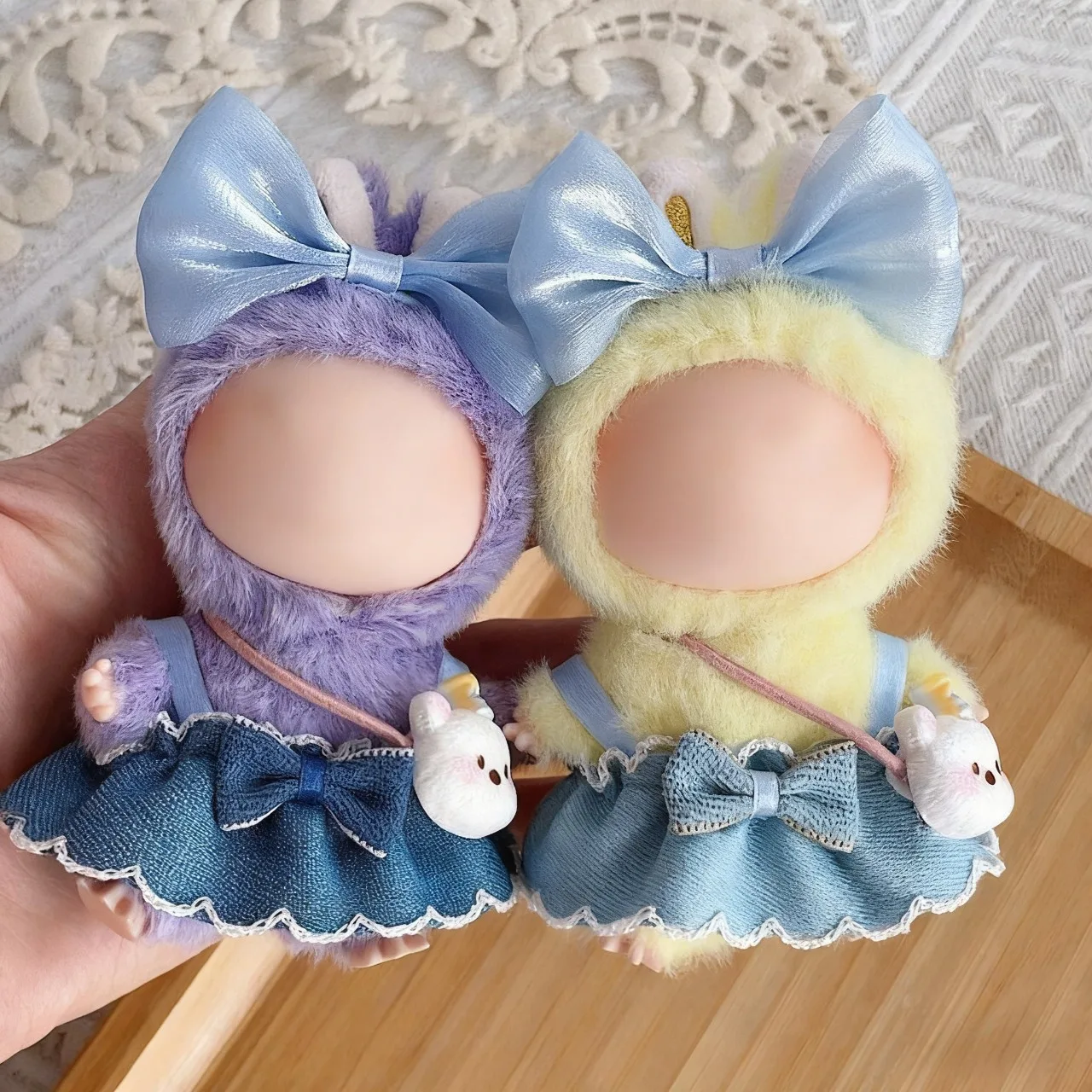 

Одежда для кукол аниме для 10 см, мини-кукла Лабу, дизайнерский наряд, роскошное милое джинсовое платье, тканевая игрушка Love Labubu V4, аксессуары для кукол