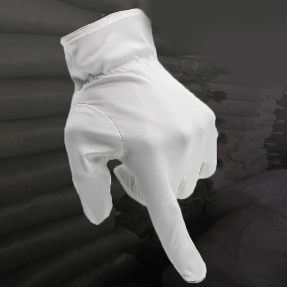 

10 Pair Working Dust-free Gloves Jewelry Wipe Microfiber for Cleaning White Protective