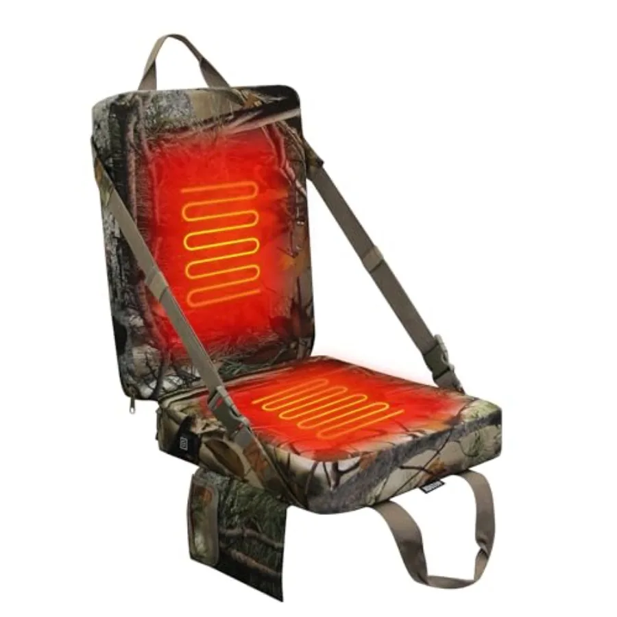 

Heated Hunting Seat Cushion with Backrest Adjustable Hunting Seat for Tree Stand and Ladder Stand Portable Seat Pads for Huntin
